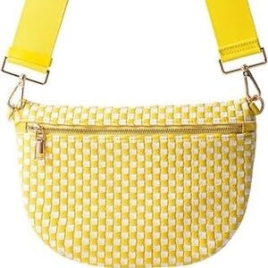 NEW!!! Yellow & White Woven Crossbody Bag — Vegan Leather